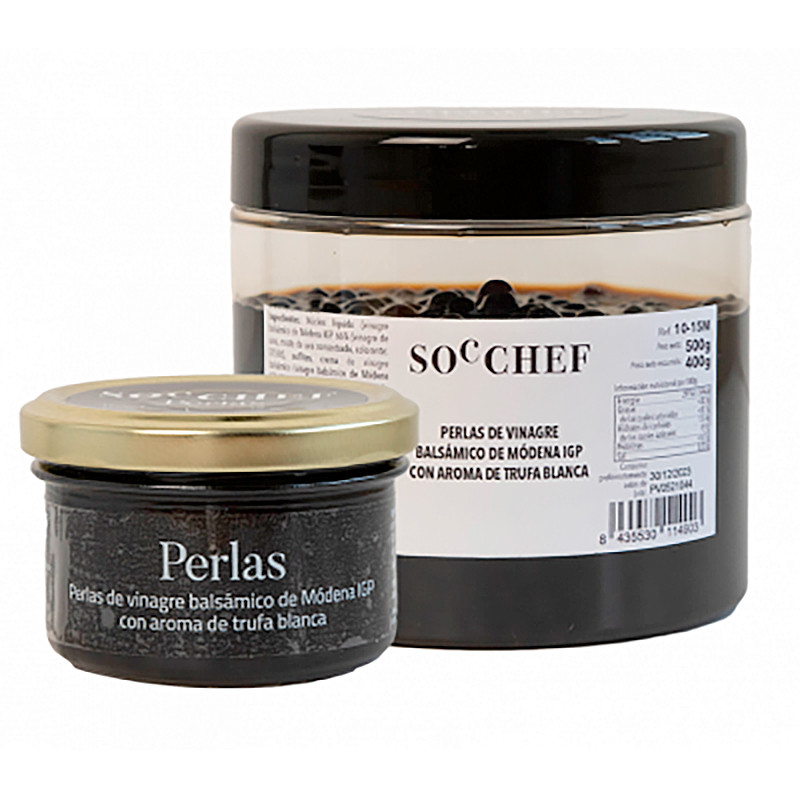 PERLAS VINAGRE BALS. IGP MÓDENA AROMA TRUFA BLANCA TARRO 6/500gr